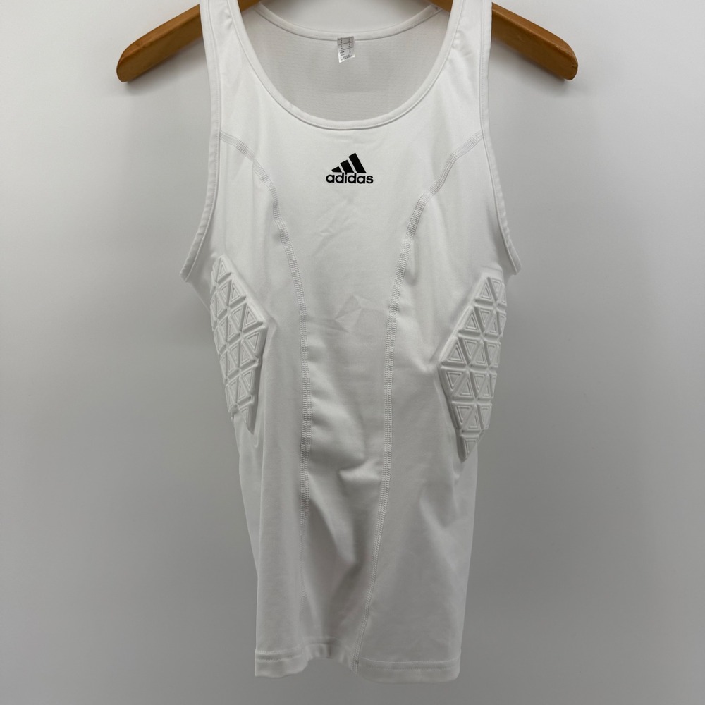 Adidas Aeroready Padded Compression Tank Top Mens Medium White Football Ribs